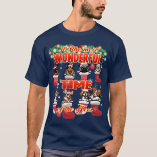 素敵な犬たちのクリスマスお祝い家族女子 Tシャツ
