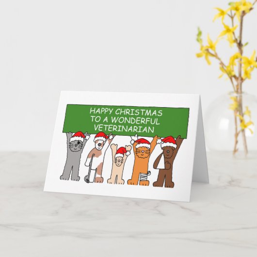 素敵な獣医さんへクリスマスを楽しむ カード (黄色い花)