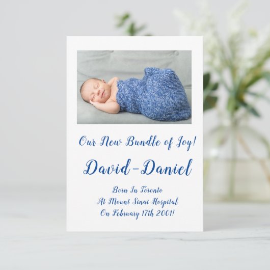 素敵な男の赤ちゃん発表カード エンクロージャーカード (スタンド正面)