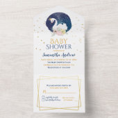 素敵な白鳥の母親の女の子の赤ちゃんシャワー オールインワン招待状 (内側)