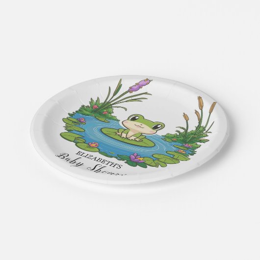 素敵な神秘的なカエルの赤ちゃんシャワー ペーパープレート (アングル)