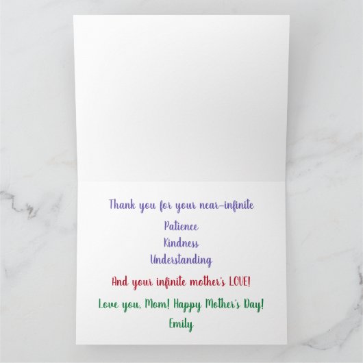素敵な私のすばらしい母への無限の愛の花 カード (内部)