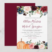 素敵な秋の花モチーフの結婚式招待状 招待状 (正面/裏面)