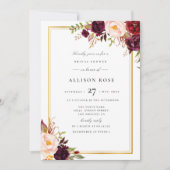 素敵な秋ブルゴーニュのブライダルシャワー招待 招待状 (正面)