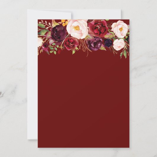 素敵な秋ブルゴーニュのブライダルシャワー招待 招待状 (裏面)