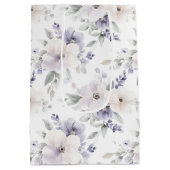 素敵な紫とアイボリーとラベンダーの花 ブライダルシャワー ミディアムペーパーバッグ (裏面)