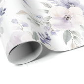 素敵な紫とアイボリーとラベンダーの花 ブライダルシャワー ラッピングペーパー (ロールコーナー)