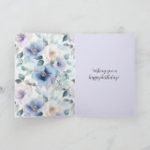 素敵な紫とラベンダーと白い花の誕生日 カード (内部)