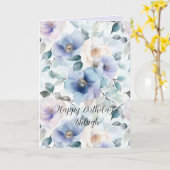 素敵な紫とラベンダーと白い花の誕生日 カード (黄色い花)