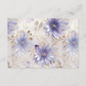 素敵な紫のパールゴールドの花柄の結婚式の出欠確認 エンクロージャーカード (裏面)