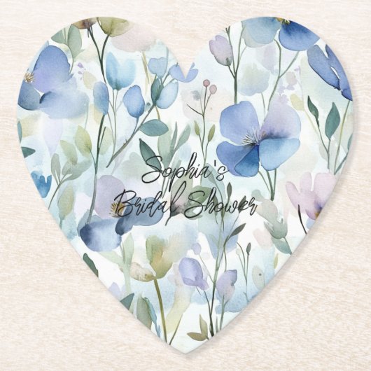 素敵な紫の花のブライダルシャワー ペーパーコースター (正面)