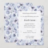 素敵な紫色のラベンダー花の誕生日 招待状 (正面/裏面)