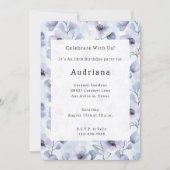 素敵な紫色のラベンダー花の誕生日 招待状 (正面)