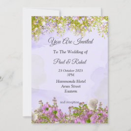 素敵な結婚式の招待状, 愛らしい紫の花 招待状