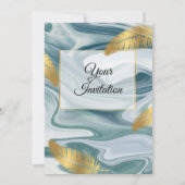 素敵な結婚式招待状、青い大理石模様 招待状 (裏面)