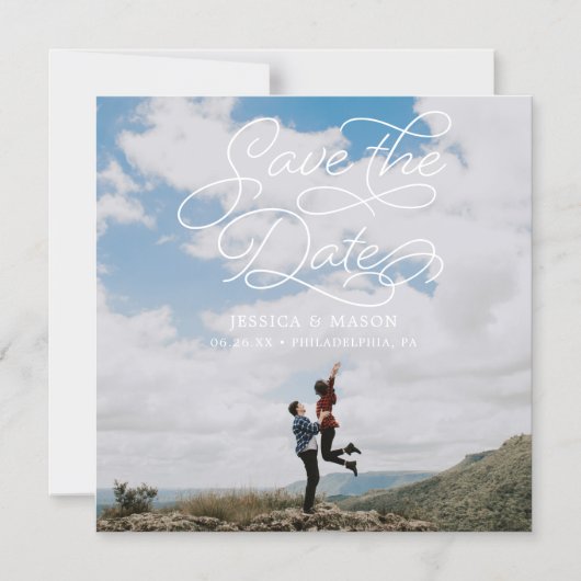 素敵な結婚式,写真付きの日付の磁石を除く マグネット招待状 (正面)