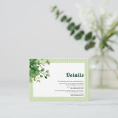 素敵な緑とストライプ春の結婚式詳細 エンクロージャーカード (スタンド正面)