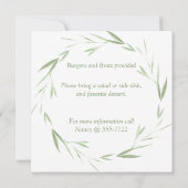 素敵な緑のパーソナライズされた家族懇親会 招待状 (裏面)