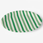 素敵な緑ストライプのシンプル誕生日パーティー ペーパープレート (アングル)