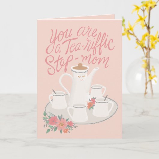 素敵な義母のためのマザーズデイ ティーセットデザイン カード (黄色い花)