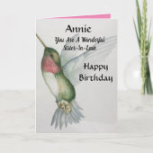 素敵な義理の妹の誕生日甘いハミングバード カード (正面)