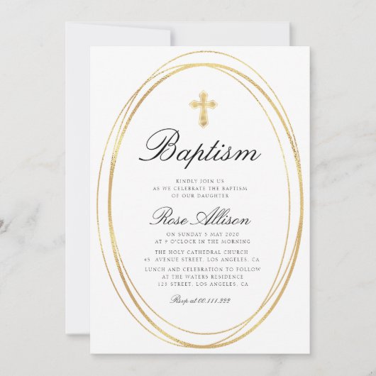 素敵な脚本フェイク金ゴールドフレームの招待 招待状 (正面)