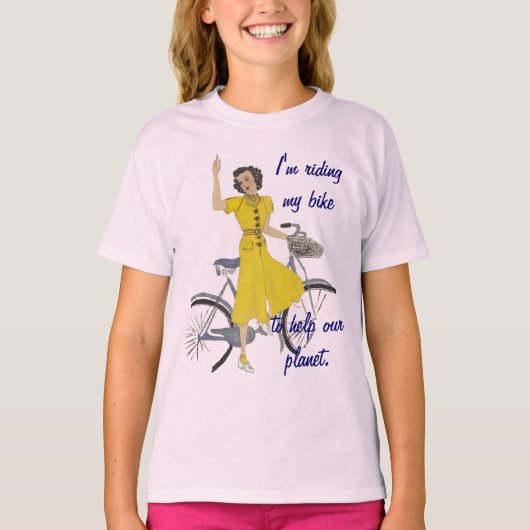 素敵な自転車の女性 Tシャツ (正面)