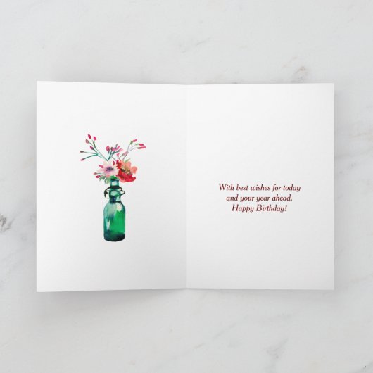 素敵な花でハッピーバースデーを言うカード カード (内部)