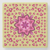 素敵な花のハート愛バレンタイン、誕生日、ギフト ストーンコースター (正面)