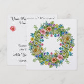 素敵な花のリースの招待状 招待状 (正面/裏面)