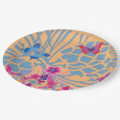 素敵な花柄の蝶模様の紙皿です。 ペーパープレート (アングル)