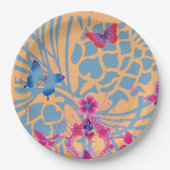 素敵な花柄の蝶模様の紙皿です。 ペーパープレート (正面)