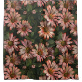 素敵な花飾りの目を引くデザイン シャワーカーテン (正面)