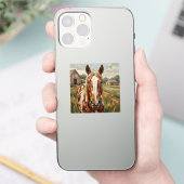 素敵な茶色と白の馬がのどかな農場に シール (スマートフォン)