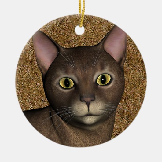 素敵な茶色の猫 セラミックオーナメント (正面)