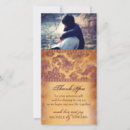 素敵な薄紫グランジありがとうフォトカード サンキューカード (正面)