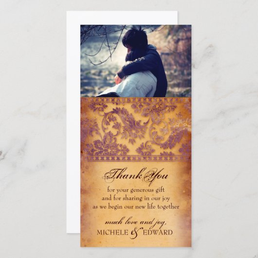 素敵な薄紫グランジありがとうフォトカード サンキューカード (正面/裏面)