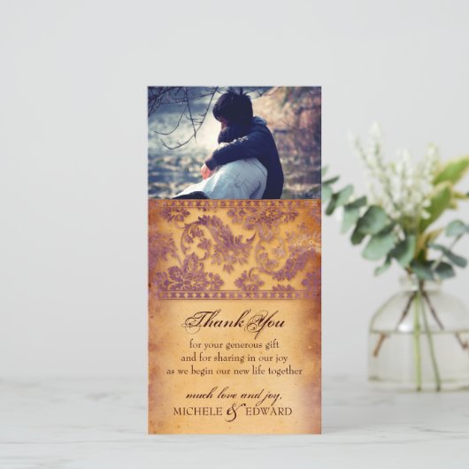 素敵な薄紫グランジありがとうフォトカード サンキューカード (スタンド正面)