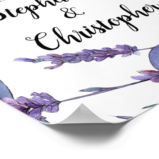 素敵な薄紫水色エレガントなウェディングウェルカム ポスター (角)