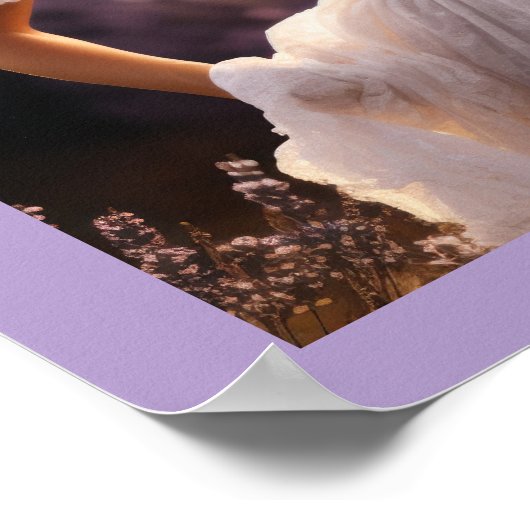 素敵な薄紫紫色のカップルの結婚写真の歓迎 ポスター (角)