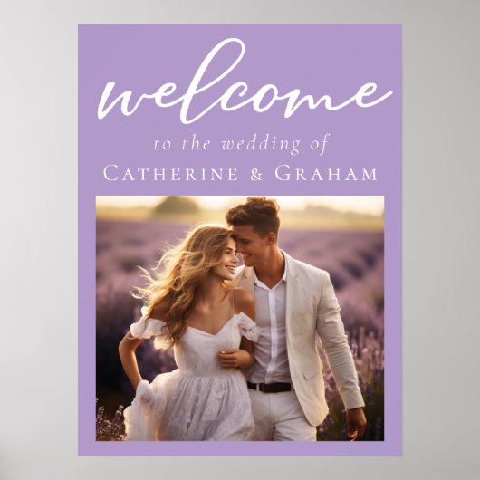 素敵な薄紫紫色のカップルの結婚写真の歓迎 ポスター (正面)