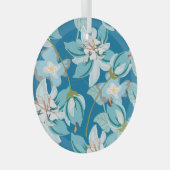 素敵な装飾のレトロフローラモチーフの美しい。 ガラスオーナメント (正面右)