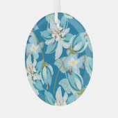 素敵な装飾のレトロフローラモチーフの美しい。 ガラスオーナメント (正面左)