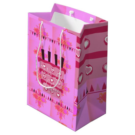 素敵な誕生日をお迎えください。たくさんの愛を込めて ミディアムペーパーバッグ (裏面アングル)