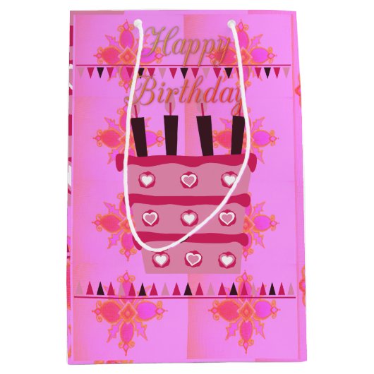 素敵な誕生日をお迎えください。たくさんの愛を込めて ミディアムペーパーバッグ (正面)