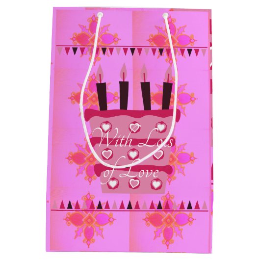 素敵な誕生日をお迎えください。たくさんの愛を込めて ミディアムペーパーバッグ (裏面)
