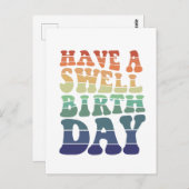 素敵な誕生日を 現代的な虹のタイポグラフィ ポストカード (正面/裏面)