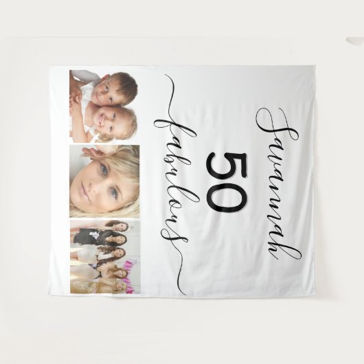 素敵な誕生日カスタム写真サプライズパーティー タペストリー (正面(横))