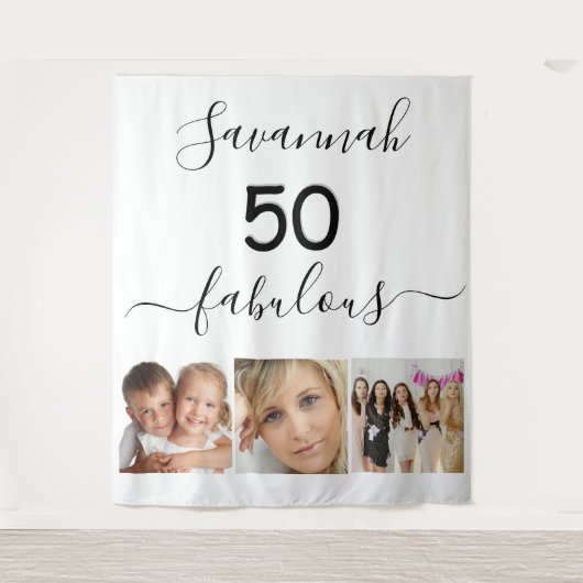 素敵な誕生日カスタム写真サプライズパーティー タペストリー (正面)