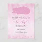 素敵な誕生日ピンクの猫の挨拶 ポストカード (正面)